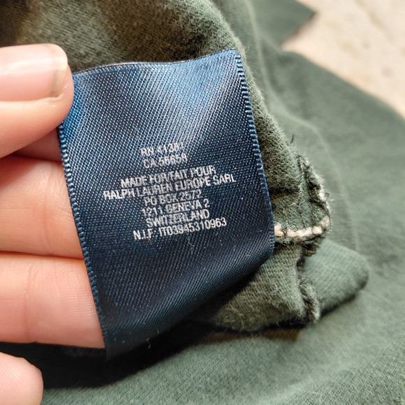 Polo Ralph Lauren Shirt Crew Youth 14/16 Short Sleeve‎ Green Large Pony Striped - Picture 9 of 9